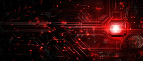 Abstract Red Circuit Board Digital Technology Background