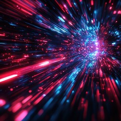 Wall Mural - dynamic light speed explosion digital space visual art futuristic environment abstract perspective m