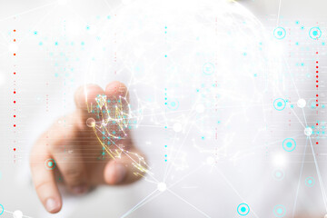 Aufkleber - Neural network 3D illustration. Big data and cybersecurity