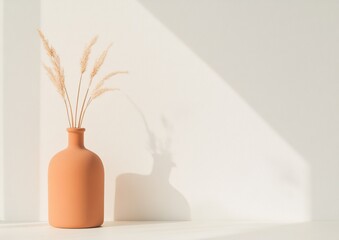 Aufkleber - Minimalist Home Decor with Terracotta Vase in Bright, Sunlit Interior