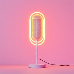 Aufkleber - Neon Microphone on Gradient Background Modern K-Pop Aesthetic for Nightlife and Music Culture