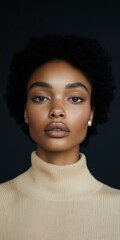 Aufkleber - Confident Young Woman in Minimalist Style with Natural Beauty