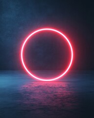 Leinwandbilder - Futuristic Neon Circle with Ambient Glow on Modern Abstract Background