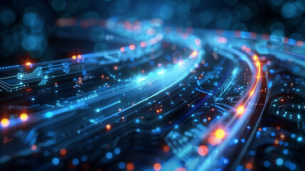 Wall Mural - futuristic network and circuit board design illustrating advanced technology and connectivity