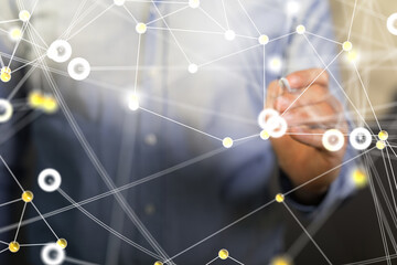 Aufkleber - touching global network and data customer connection