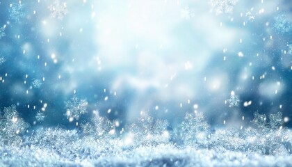 Poster - serene winter snowfall background with delicate snowflakes and frosty border, perfect for holiday designs or seasonal promotions