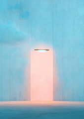 Aufkleber - Futuristic Neon Glows Sci-Fi Portal Against Textured Wall