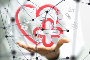 Leinwandbilder -  Ui icon medical in hospital with medical technology network concept