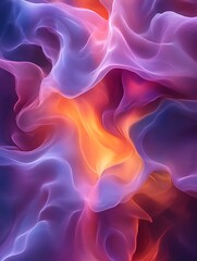 Wall Mural - Abstract swirling vibrant purple and orange colors.