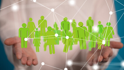Aufkleber - Global network. Blockchain. 3D illustration. Neural networks and artificial intelligence. Abstract