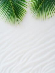 Canvas Print - Serene Tropical Beach with Palm Leaves and White Sand