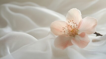 Canvas Print - Serene Morning Light on Peach Blossom and Sheer Fabric