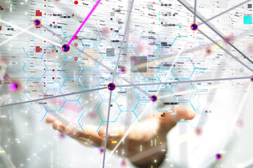 Fototapete - Business intelligence analyst dashboard on virtual - 3d