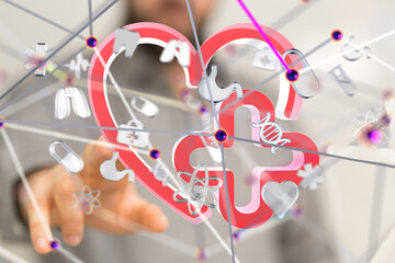 Leinwandbilder - digital medical futuristic interface 3D rendering - 3d