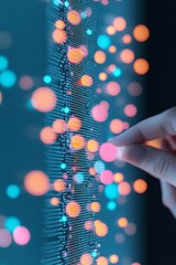 Leinwandbilder - Futuristic Digital Interface with Neon Lights and Interactive Network Visualization