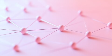 Leinwandbilder - Abstract Digital Network with Glowing Orbs and Pastel Lines