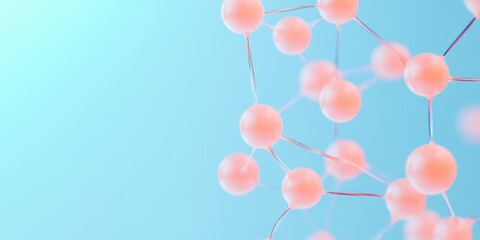 Poster - Abstract Digital Network with Glowing Orbs and Pastel Lines on Gradient Background