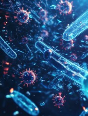 Aufkleber - Visualization of antibodies targeting pathogens in a dynamic cellular environment. Generative AI