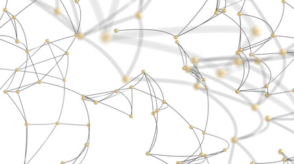 Abstract Network Connection Concept with Golden Spheres