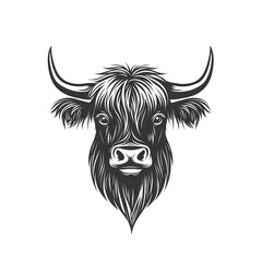 Sticker - Highland cow head, vector art, no background, for graphic design