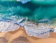 © Matilde - aerial drone footage of sea ocean waves reaching shore beach with aerial drone beach clear turquoise top view