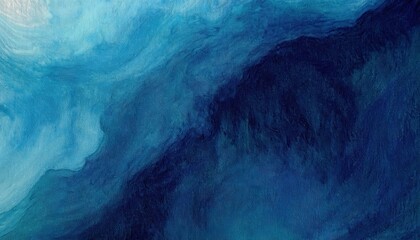 Poster - abstract ocean wave painting in deep blue tones with gradient textures, perfect for wall art, backgrounds, or design inspiration

