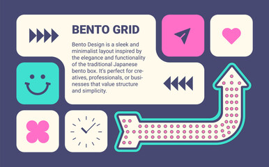 Wall Mural - modern bento grid web layout with arrows. trending bento brick ui ux template. web comics grids, var