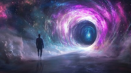 Wall Mural - a holographic portal opening into an unknown galaxy