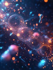Aufkleber - Visualization of antibodies attacking pathogens in a dynamic biological environment showcasing immune response mechanisms. Generative AI