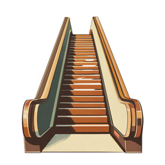 Aufkleber - An illustration of an empty retro-styled escalator ascending, showcasing a vintage aesthetic.