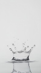 Poster - Crown shaped water splash forming a beautiful and dynamic pattern with ripples expanding on the surface, creating droplets and a sense of freshness against a clean background