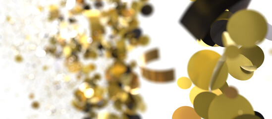 Poster - Abstract background with golden confetti falling on white space. Perfect for celebrations, holidays, and festive events.
