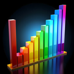 Vibrant Rainbow Bar Graph Business Growth Chart Success Data Visual 3d bars trend colors report     