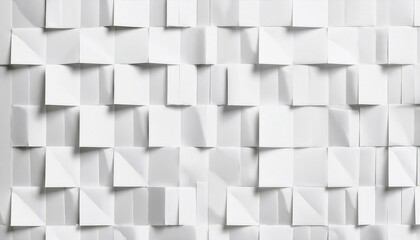 Poster - minimalistic geometric arrangement of folded white paper squares with shadows and textures for design, art, or creative backgrounds