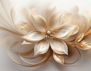 fractal beige gold flower on white background