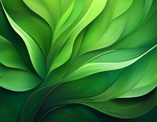 Canvas Print - green abstract background with subtle leaf shapes