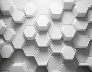 Sticker - light grey white hexagons dynamic background abstract pattern blank pure clean place 3d geometrical tile grid business elegant neumorphism hexagons on surface morphing medical dental technology