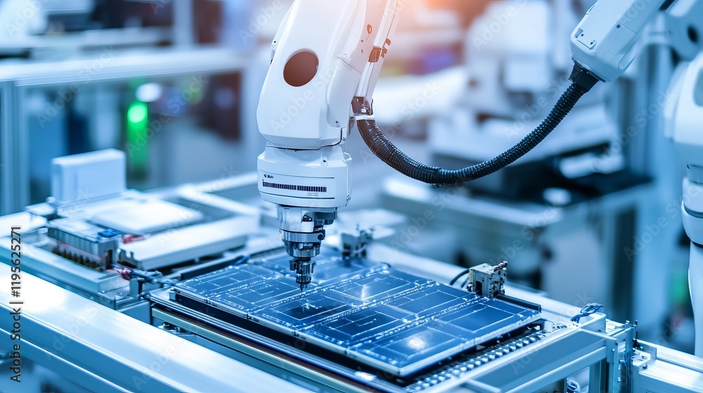 A robot managing automated inspection and sorting in a high-tech ...