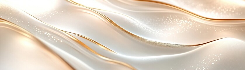 Wall Mural - This abstract design features a ripple pattern that mimics snow drifts in elegant white and gold hues