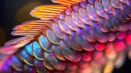 Wall Mural - vibrant scales shine with iridescent colors in a close-up view. the beauty of nature is on display, 