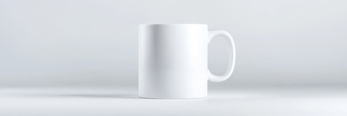 Aufkleber - White ceramic mug standing on a white background provides ample space for custom designs, logos, or messages, making it an ideal mockup for showcasing creative concepts