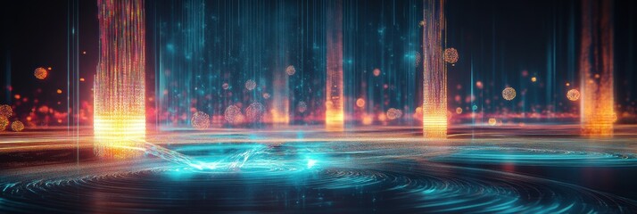 Fototapete - Visualization of antibodies attacking pathogens in a dynamic digital environment showcasing intricate biological interactions. Generative AI