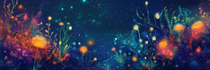 Poster - Exploring a magical microscopic ecosystem full of friendly microbes in vibrant colors and lively formations. Generative AI