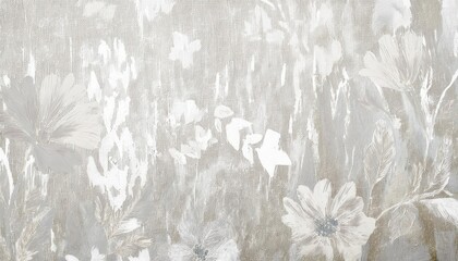 Aufkleber - textured floral wall art with embossed wildflowers, neutral tones for modern interior decor, minimalist botanical design