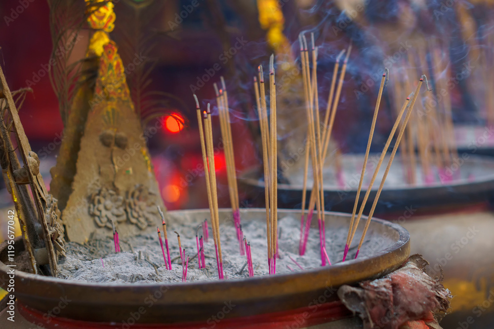 Incense sticks are a burner for worshipping and respect for ancestors ...