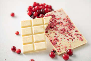 Wall Mural - Homemade white chocolate with freeze dried cranberries