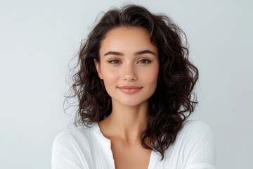 Wall Mural - Woman with long hair and a white shirt