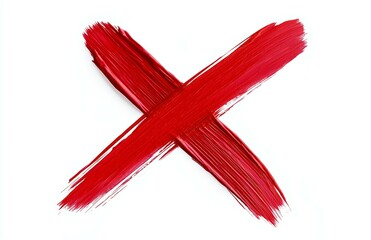 Wall Mural - Red X is drawn on a white background