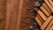 © khonkangrua - Brown Soil Pathway Beside Stacked Wooden Logs on Earthy Ground with Rocks and Sandy Texture