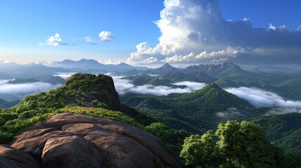 Wall Mural - a beautiful view of the mountains and clouds